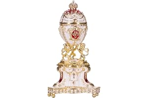danila-souvenirs Jajko Królewskie Duńskie w stylu Faberge Szkatułka na biżuterię Duński Jubileusz z lwami 13 cm czerwone