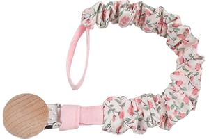 UNKNOW Catenella con clip per ciuccio per neonati, in legno e cotone