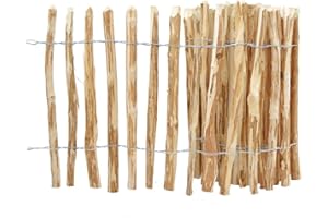 H4L Staketenzaun Holzzaun 70cm Höhe, Teichumrandung Haselnuss, Zaun 5m Länge, Gartenzaun, 4-6cm Lattenabstand, Staketen witterungsbeständig