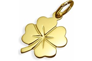 Viennagold Echt 14 Karat Gold 585 Anhänger Kleeblatt Glücksklee (Art.211011) Gratis Express Gravur
