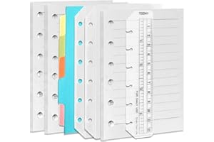 DY.2ten Set di 3 Quaderni Ricaricabili A7 Con Fogli, Tasche Trasparenti, Divisori, Pennarelli a Righello - Ricarica per Raccoglitori a 6 Anelli, Planner