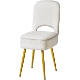 IBUYKE Vanity Chair with Folding Backrest, White WBD027W | Small 12.99" x 13.78" x 31.5" Square Velvet Ottoman Makeup Chair L