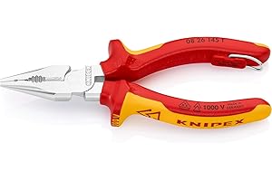 KNIPEX Szczypce uniwersalne z ostro zakończonymi szczękami chromowany z wielokomponentowymi nasadkami izolowanymi wg VDE 145 mm, 08 26 145 T