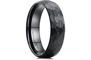 King Will 6 mm/8 mm Tungsten Carbide Wedding Ring for Men & Women - Forged Ring in Black/Silver/Gold/Brown with Matte Brush Look, Comfort Fit