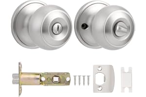 Probrico Privacy Door Knobs, Brushed Nickel Interior Door Knobs for Bath/Bedroom, Internal Keyless Door Knob, 1 Pack