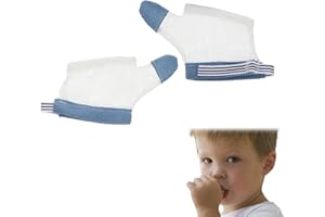 BASTOUR Protector De Pulgar Guante, Guantes Anti-Comida Tapón, Protector para Chupar el Pulgar, Guante para Dejar de Chupar,Protector de Silicona para Chupar el Pulgar,Proteccion Algodón Colocar Niño Pequeño