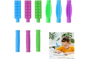 heavenlife Lot de 9 sur-crayons, 3 types de crayons à mâcher pour enfants et adultes, chaîne à mâcher en silicone, pour garçons et filles
