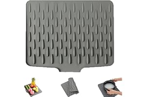 EHOTER No Spill Silicone Worktop Saver Dish Drying Mat Non-Slip Kitchen Mat 35x28cm Foldable and Space-Saving Multi-Functional Heat-Resistant Material for Home Use (1PCS)