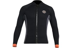 Heavyoff Hombres Mujeres Trajes de 3mm Neopreno Top, con Cremallera Frontal, Manga Larga, Traje de Buceo para natación, esnórquel