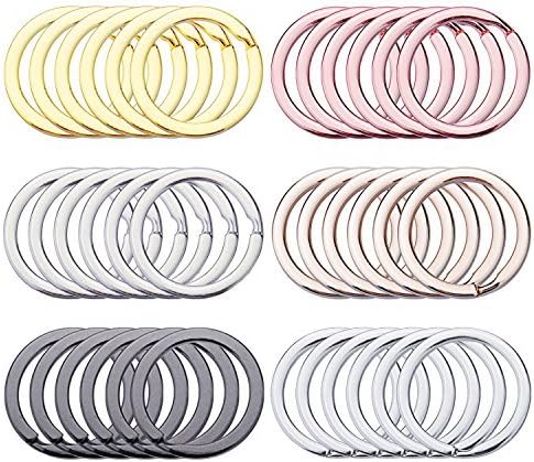 SUNMNSFlat Key Chain Ring Metal Split Keychain Rings for Car Home Keys Organization, Arts Crafts, Lanyards, 1 Inch, 36 Pieces