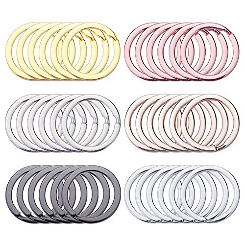 SUNMNSFlat Key Chain Ring Metal Split Keychain Rings for Car Home Keys Organization, Arts Crafts, Lanyards, 1 Inch, 36 Pieces
