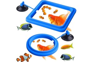 YUFANA Fisch Schwimmender Feeder 4 Stück Futterring Aquarium,Fisch Fütterung Ring,Schwimmender Futterring für Guppy Goldfish und Andere Kleinere Fische(Runde und Platz)