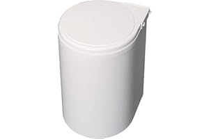 EMUCA - Cubo basura puerta de armario, contenedor de basura, contenedor de 13L con tapa automática y fijación a puerta, plástico, blanco