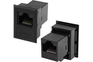 QIANRENON Desktop Connection Box RJ45 Network Jack CAT5E RJ45 Female to Female Ethernet Passthrough Connector RJ45 8P8C Rectangular Bracket Keystone Jack Desktop Socket RJ45 Accessories, 2Pcs