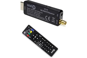 WWiO TRINITY T2 TV Stick V2 - Decoder digitale terrestre DVB-T2 H.265 HEVC 10 Bit, telecomando wireless 2-in-1, 600 canali, 4 elenchi di preferiti, nero