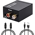 96khz Dac Converter, Digital Spdif Toslink to Analog Stereo Audio R/L Converter Adapter Optical to Rca Converter Coaxial to Analog 3.5mm Jack Compatible with Hdtvs Blu-Ray Dvd Players Home Cinema