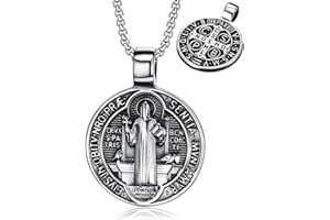 BOBIJOO Jewelry - Pendentif Médaille Saint Benoît Bijou Homme Acier Inoxydable Protection Chaîne