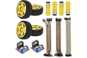 CUQI Kit fai da te Robot Car Chassis L298N scheda di controllo driver a doppio albero modulo di controllo a ponte H e ruota in plastica con motore DC a due assi Starter Learning Set
