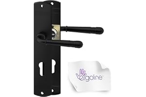 ERGO line LOFTY Schwarz Türbeschlag, Türgriff, Türklinken mit Profilzylinder Langschild, Drückergarnitur, Schwarz Türklinke, Türdrücker für Innentüren