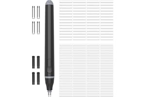 Cuteefun Gomme Electrique, 220 Recharges de Gomme, 2 Tailles, Alimentation par Piles, Prise en Main Confortable pour Artistes, Étudiants, Croqueurs, Ingénieurs, Noire