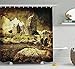 Produktbild BUZRL Medieval Decor Shower Curtain, Old Scottish Castle in Vintage Style European Middle Age Culture Heritage Town Photo, Fabric Bathroom Set with Hooks,60 * 72inch Inches, Sepia