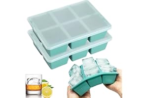 Theuwnee® Platynowa silikonowa forma na kostki lodu, duża, z pokrywką, bezzapachowa, można układać w stos i myć w zmywarce, do piwa, whisky, koktajli i przekąsek dla niemowląt, w zestawie bez BPA
