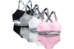 BYSION Soutien-Gorge Filles Adolescent Coton Starter Brassières avec Coussinets Amovibles sous-Vêtements de Sport Enfants pour 7 à 12 Ans