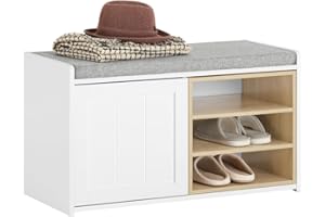 SoBuy Scarpiera con 1 anta Cassapanca Panca con vano portaoggetti Panca ingresso Portascarpe con Cuscino 80x35x45 cm FSR109-WN