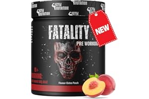 ‎GYM NUTRITION FATALITY - Ultra Hardcore Booster Pre workout - Pulver - 2024 USA Matrix - ATP + L-Arginin + Citrullin + Beta Alanin + Koffein 450g Ice Tea Peach Geschmack