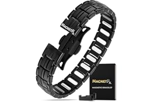 MagnetRX EllipseMAX - Pulseras magnéticas para hombre, 5 veces de fuerza, 5.000 imanes Gauss, diseñadas en Estados Unidos y pendiente de patente, pulsera magnética de titanio