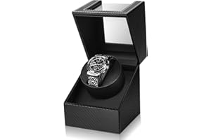 BEAUTYSAY ABC Watch Winder, Automatic Watch Winder Box, Single Watch Winder for 1 Watches, Automatic Rotating Watch Box, Watch Rocker, Watch Turner, Watch Display Storage, Quiet Motor, Dual Power Supply