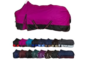 RL24 - Weidedecke 600D Basicline – Regendecke & Übergangsdecke – Wind- & wasserdichte Outdoordecke mit Innenfutter & Kreuzbegurtung – Pferdedecke in Beere/Schwarz – 125cm (Polarfleecefutter)