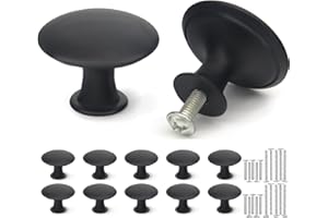Misuyue 10pc Black Drawer Knobs, Cupboard Handles Knob Black Round, Cabinet Knobs Made of Stainless, 30mm Small Door Knob for Wardrobes, Kitchen, Furniture