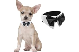 HACRAHO Tux Nœud papillon pour chien, 1 lot de collier formel réglable avec nœud papillon pour petits chiens, chats, mariage, anniversaire