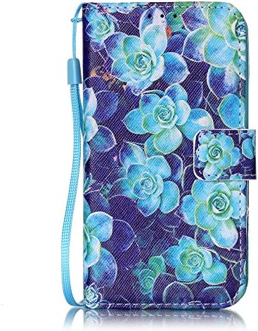 HX455 Xfay iPhone Cover Wallet Case PU Leather Stand Wallet Case Card Slots With Hand Wrist Strap, Colorful Pattern Case with Soft Inner Silicone Back Holder Magnetic Closure with Stand Folio Protective Cover for iPhone5 iPhone5s iPhone SE(4.0 inch)-8