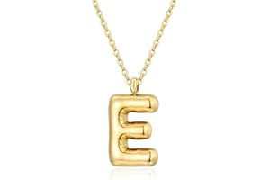 CERSLIMO Initial Necklace for Women Girl - Gold Bubble Alphabet Pendant Necklace with Chain-45CM, Hypoallergenic Titanium Initial Letter ABC to XYZ, Initial Jewellery Gifts for Birthday Christmas