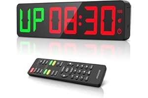 ANJANK Gym Timer 15" Large LED Display, Digital Timer Wall Clock, Interval Workout, Count Down/Up, Stopwatch, Adjustable Buzzer Volume, Adapter & Power Bank Compatible, Fitness Home Garage Gym Outdoor Sport
