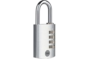 Yale Lucchetto da viaggio a combinazione a 4 cifre in alluminio YE3CB/38/131/1/S argento, corpo 38mm, ideale per borse e valigie