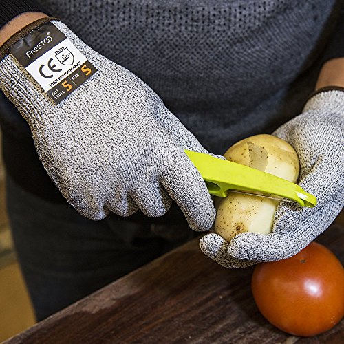 [Schnittschutzhandschuhe] FREETOO Hochleistung Schnittschutz Handschuhe Leicht 5 Handschutz Ebene, lebensmittelecht schnittfeste Handschuhe M - 3