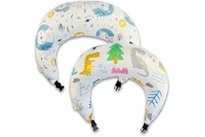 Ulife Mall 2 federe per cuscino per allattamento, 100% cotone, traspirante e morbida, per cuscino per allattamento, rimovibile e lavabile, adatto per cuscino per allattamento (rosaoro e orso)