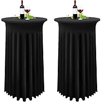 2er Set Stretch Tischdecken 110x80cm - Weiße Bartisch Hussen Für Hochzeit