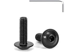 Tunejoy 20 Pièces Vis à Tête Bombée avec Bride M5 x 16 mm Noir Vis à Six Pans Creux en Acier Inoxydable A2 V2A Boulons à Tête Hexagonale avec Clé Allen Filetage Complet