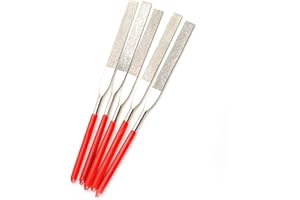 Utoolmart - Lima piatta per aghi diamantati, lunghezza totale 180 mm, con manico in plastica monocromatica, in lega di smeriglio, per affilatura, foro interno, 5 pezzi