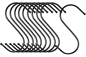 BBly 10 Pcs S Hooks 12cm Large S Shaped Hooks Stainless Steel Heavy Duty Utensil Pan Metal S Hook (L-Black-12cm-10Pcs)