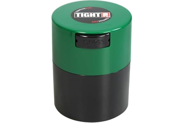 Tightvac – Conteneur de Rangement Portable hermétique Multi-Usage pour Aliments secs, Aliments et Herbes – Capuchon Vert et Corps Noir – 1/56,7 g à 85 g