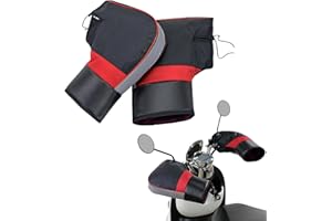 JIAHG Motorcycle Handlebar Muffs Waterproof Winter Bike Cycling Gloves Thick Fleece Lined Motorbike Scooter Handlebar Muffs Handle Covers with Reflective Strip, Windproof Riding Hands Warmer
