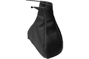 AERZETIX: Funda para palanca de cambios de piel sintética con costuras de colores variables (negro con costuras negro)