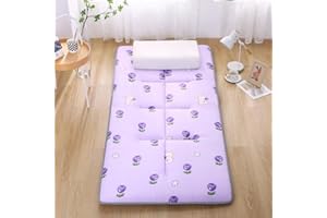 FZKun Futon Mat - Lightweight Folding Mattress Floor Pad with Non-Slip Base Relaxing Sleeper for Napping Travel Guest Bed Dorm Office Tatami Use (Viola,90x200cm)