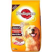 Pedigree Adult Dry Dog Food, Meat & Rice, 10kg Pack