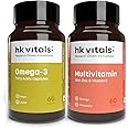 HealthKart hk vitals Omega 3 Supplement & Multivitamin (60 Tablets Each) Combo Pack | For Men and Women